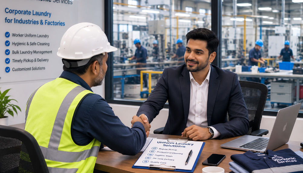 Industrial laundry services for factories and workforces